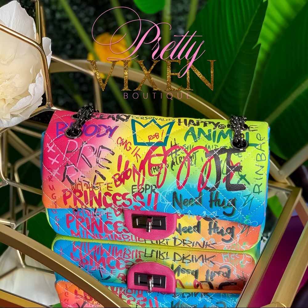 🔥🛍Only 2 left🔥🛍Neon Color Graffiti Handbag🛍🔥
